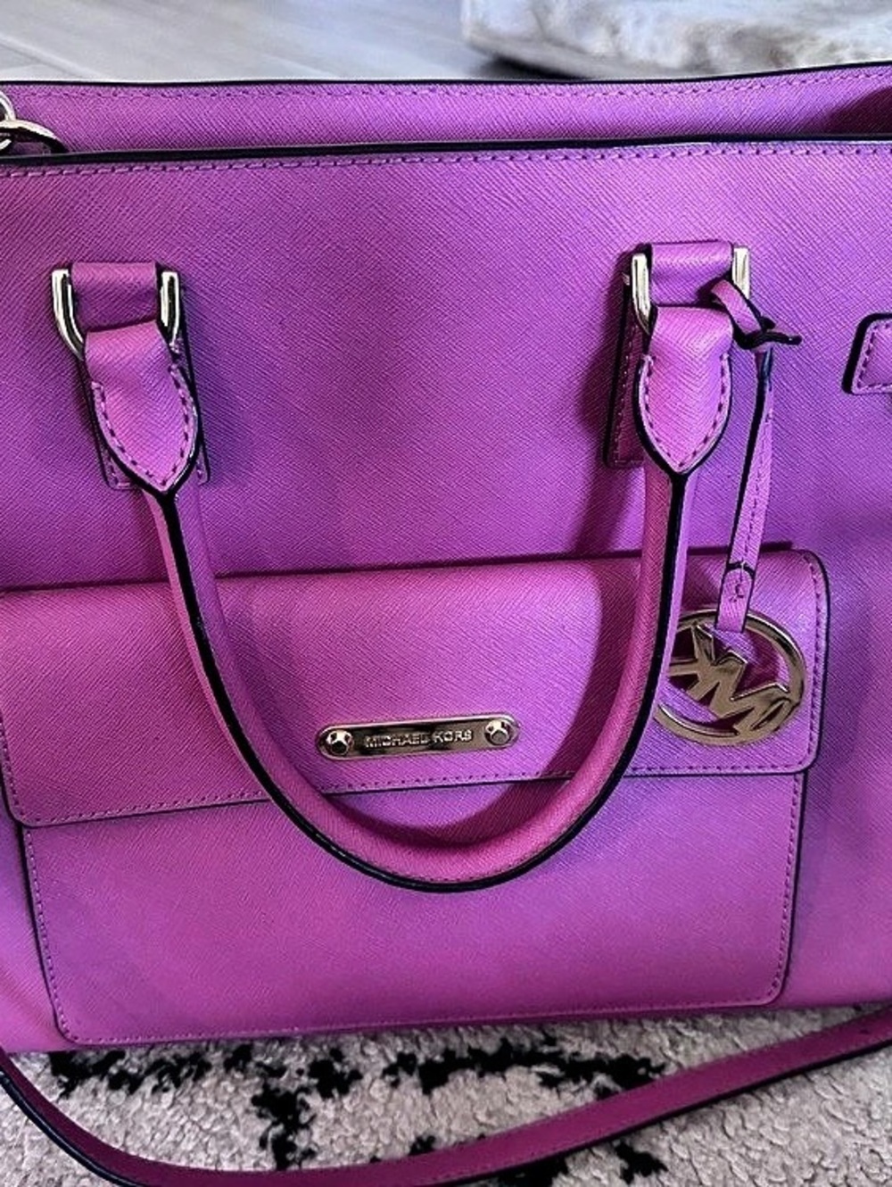 Michael Kors Jet Set Saffiano Leather Tote Pink Shoulder Bag
